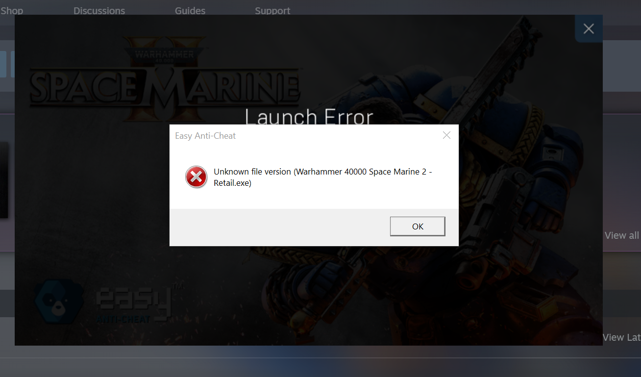 Easy Anti-cheat, Error: Unknown file Version (Warhammer 40000 Space ...