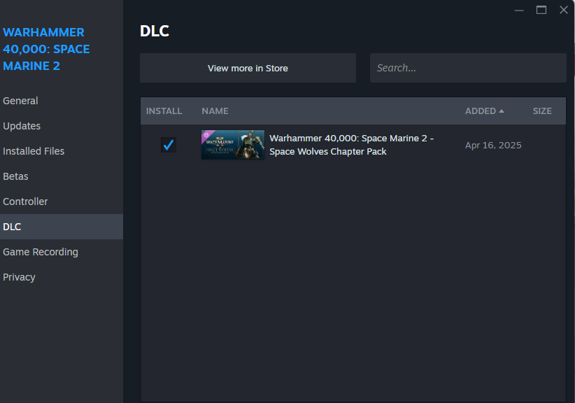 DLC missing in armory Steam PC - Space Marine 2