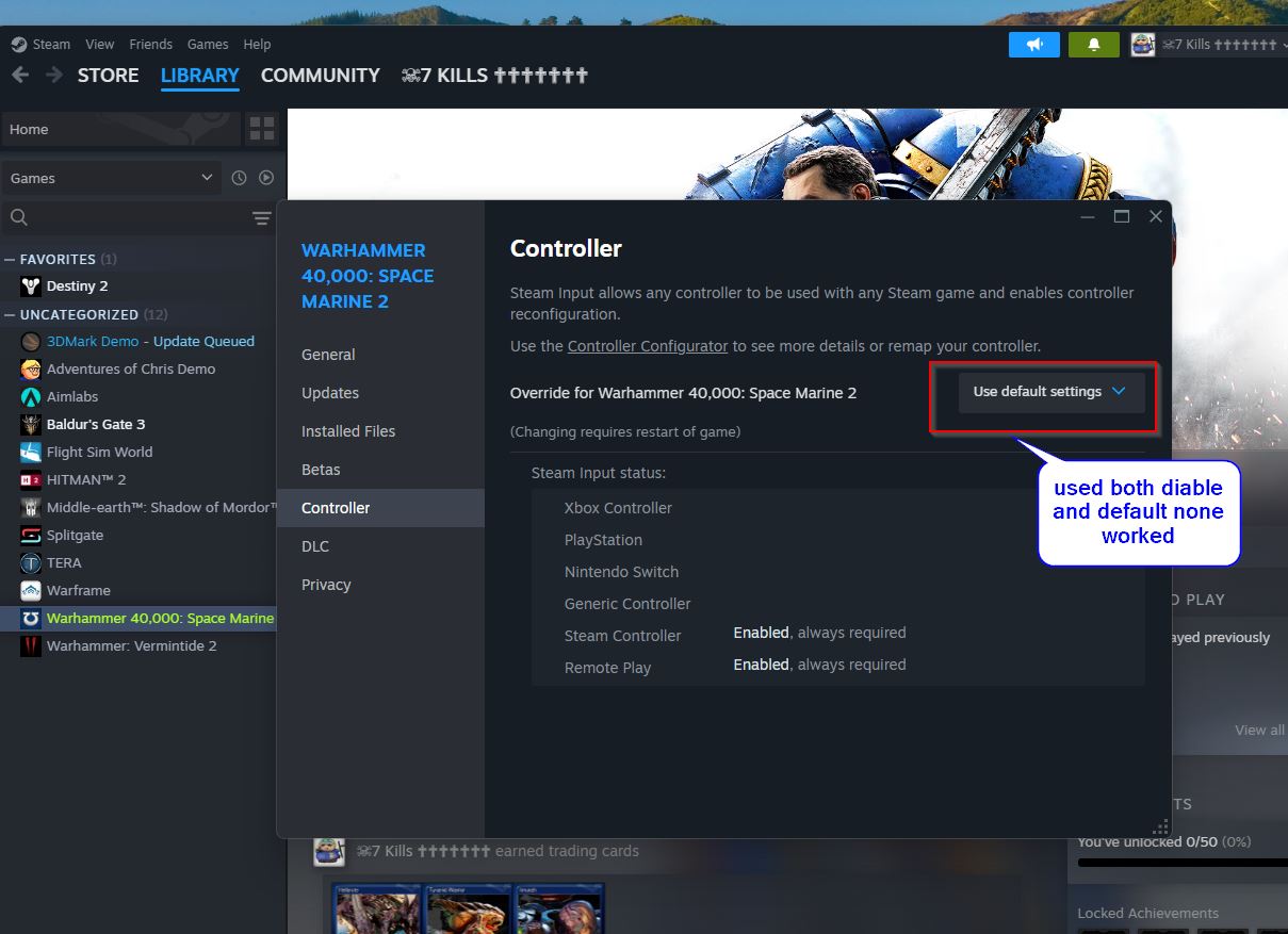 Xbox controller doesn’t work on steam - Space Marine 2