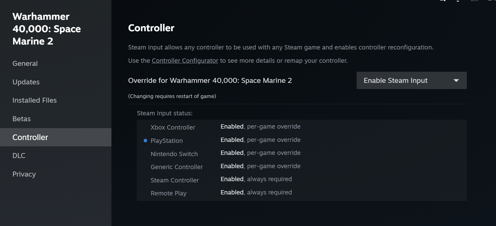 PS4 controller not cooperating with steam - Space Marine 2