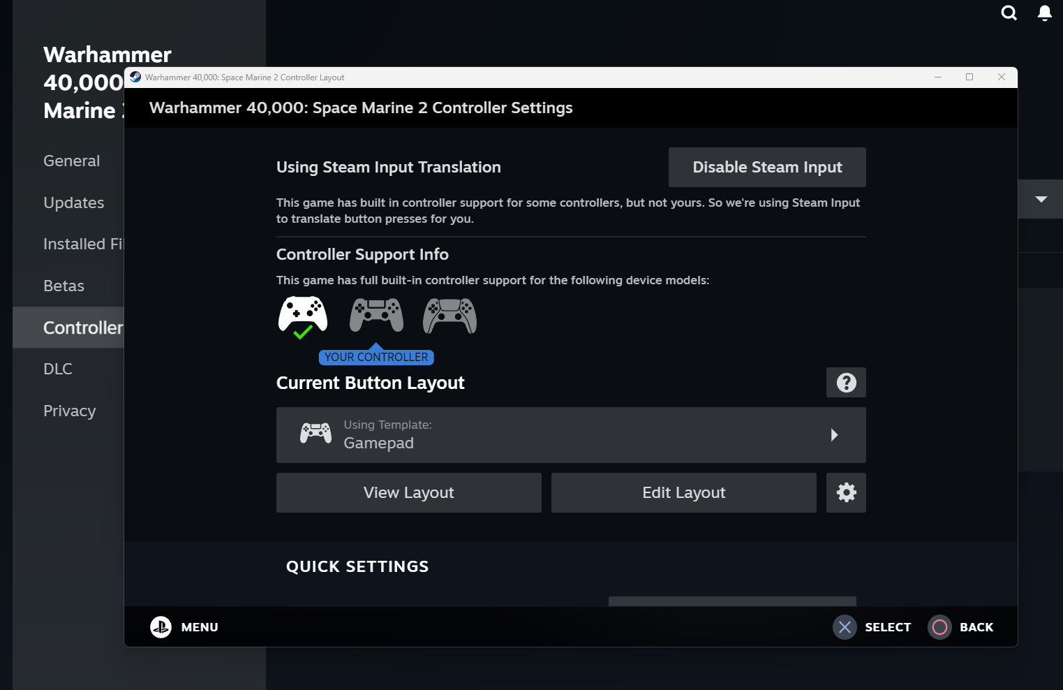 PS4 controller not cooperating with steam - Space Marine 2