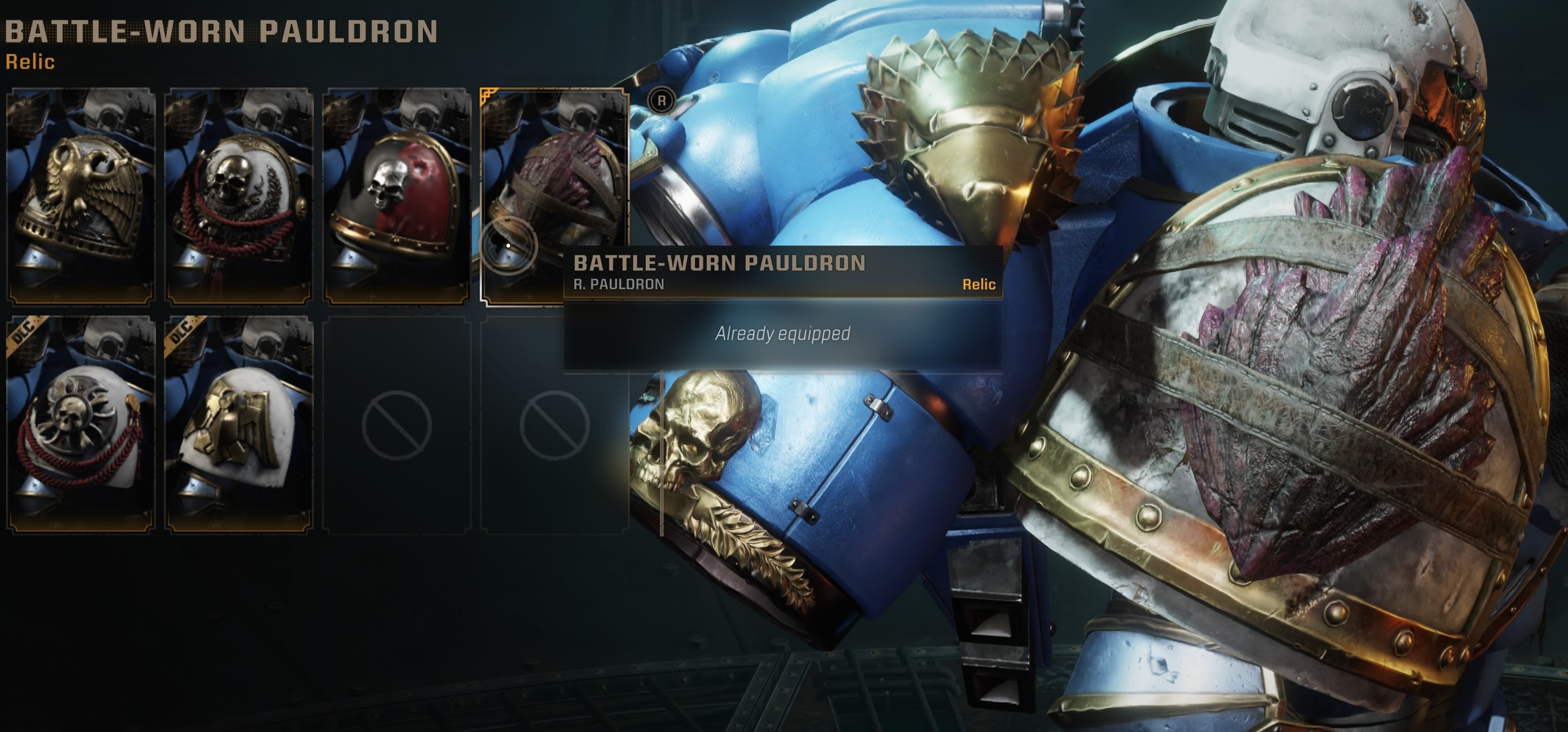 Chapter Command Pauldron Battle-worn Pauldron is not aligned correctly on the character's ...